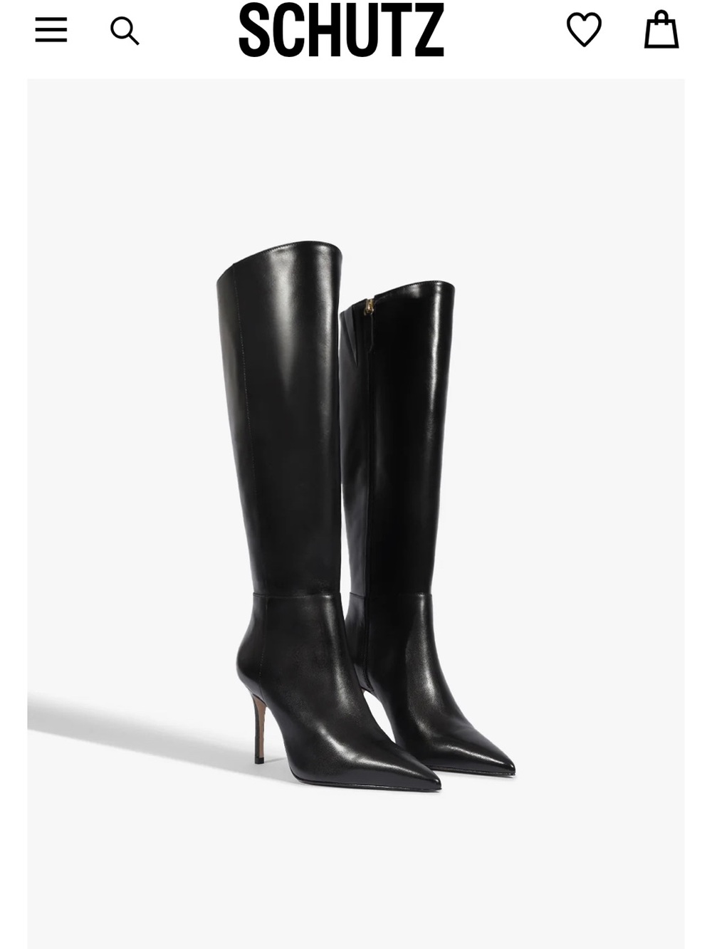 SCHUTZ MIKKI Up Black Leather Over-the-Knee Pointed Toe Stiletto Boots